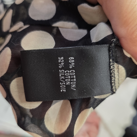 Lafayette 148 New York Silk Blend Black and Beige Polka Dot Blouse 18Plus 1335 - Picture 7 of 8